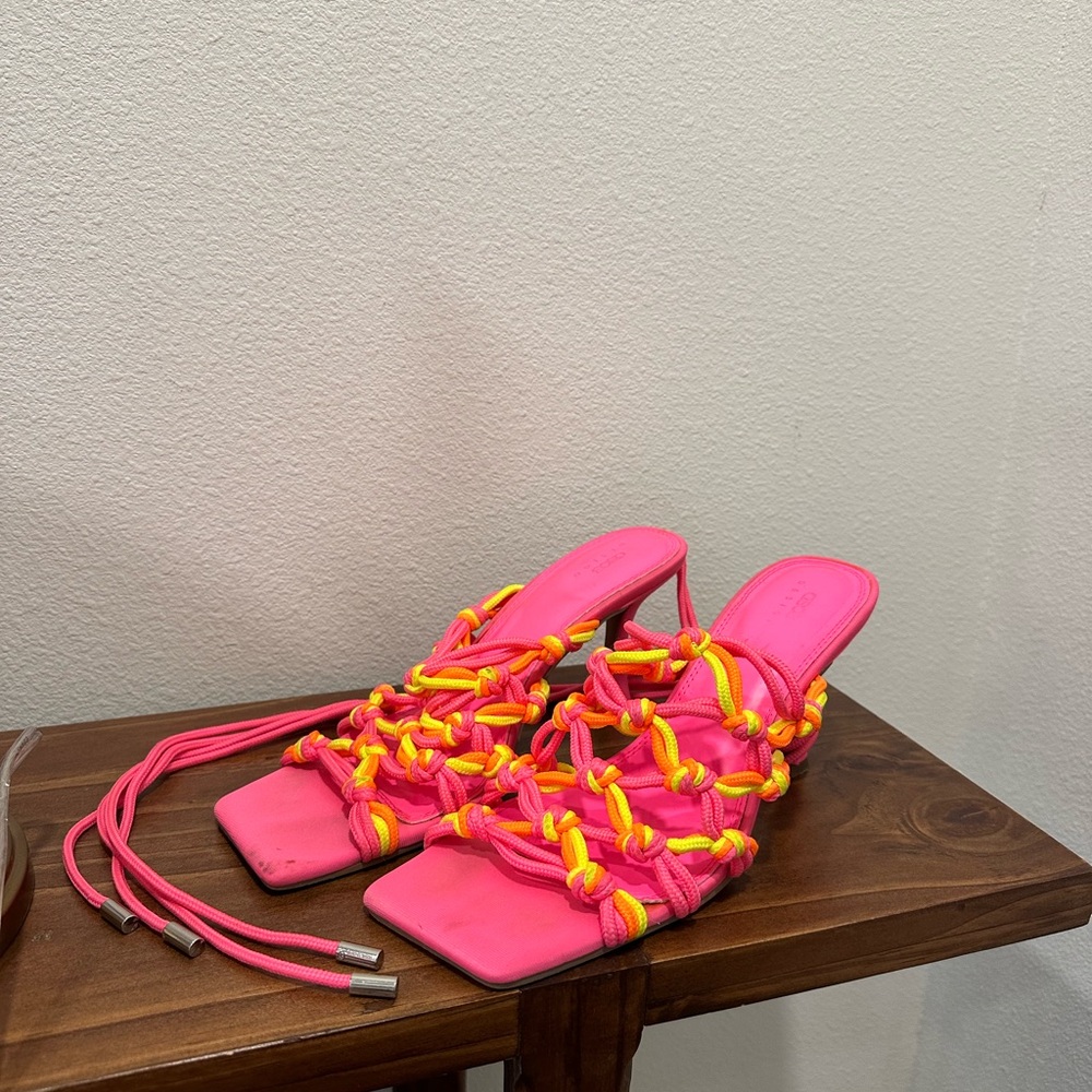 ASOS Pink and Yellow Heeled Sandals